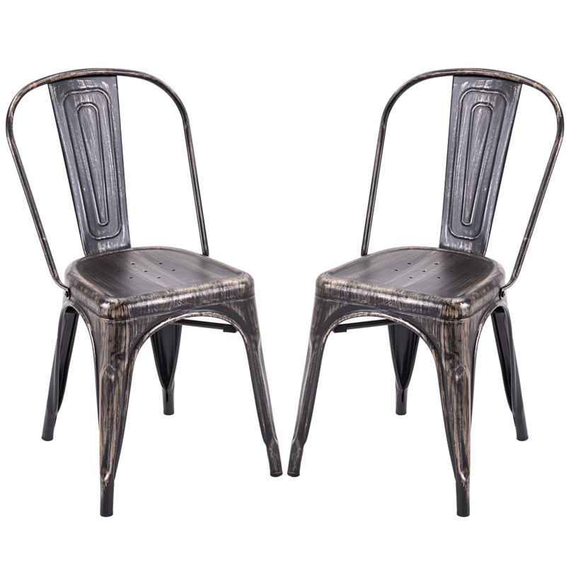 Gracie Oaks Blizzard Metal Slat Back Stacking Side Chair Wayfair